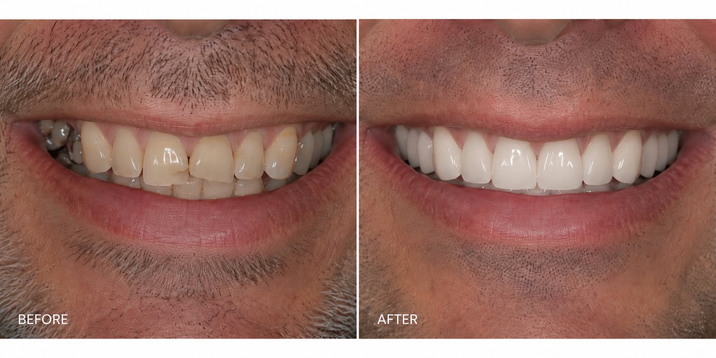 Porcelain veneers before and after