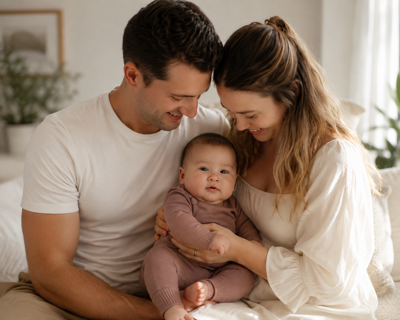 A young family together at home